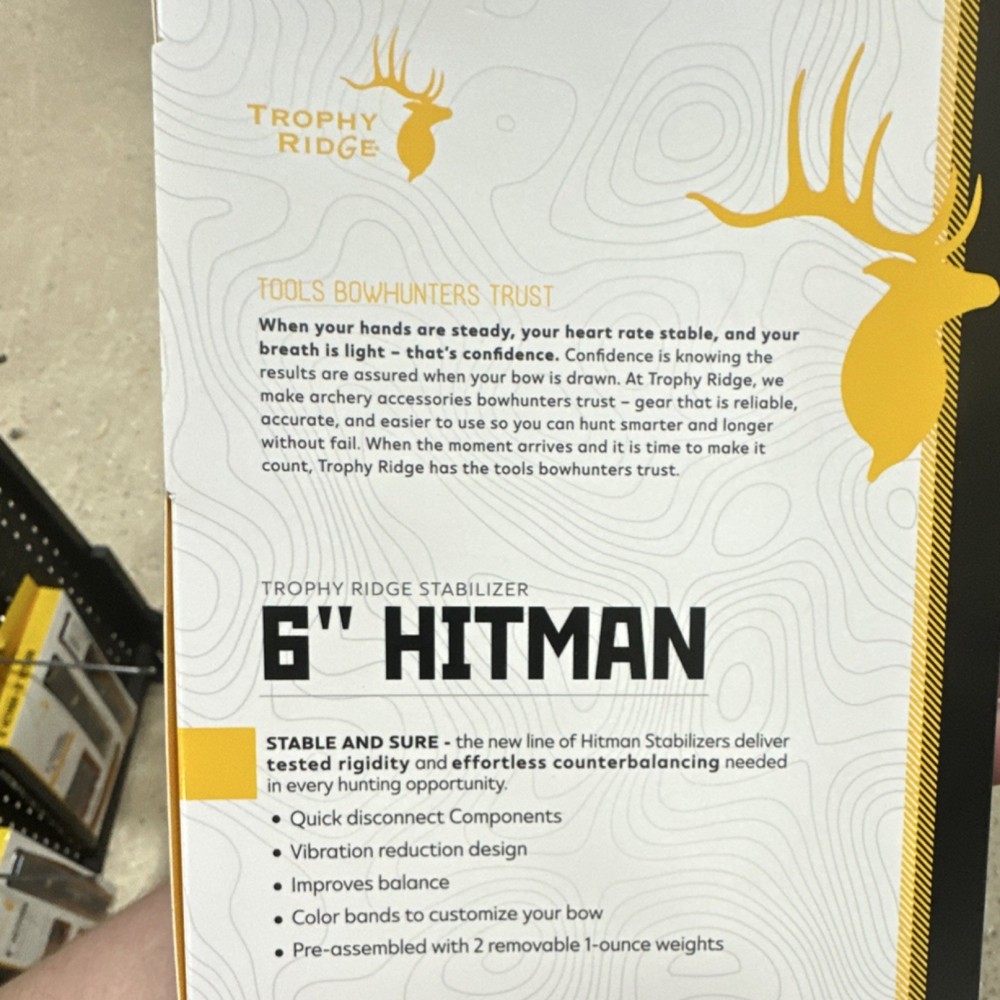 Trophy Ridge 6" Hitman Stabilizer for Compound Bow with Strap and Weights