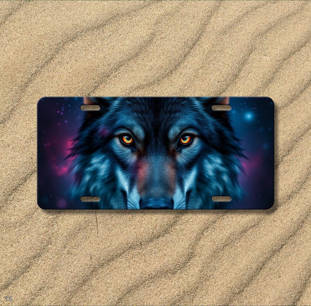 Hyperrealistic Wolf License Plate Add Text Front Bumper Plate Gift Idea