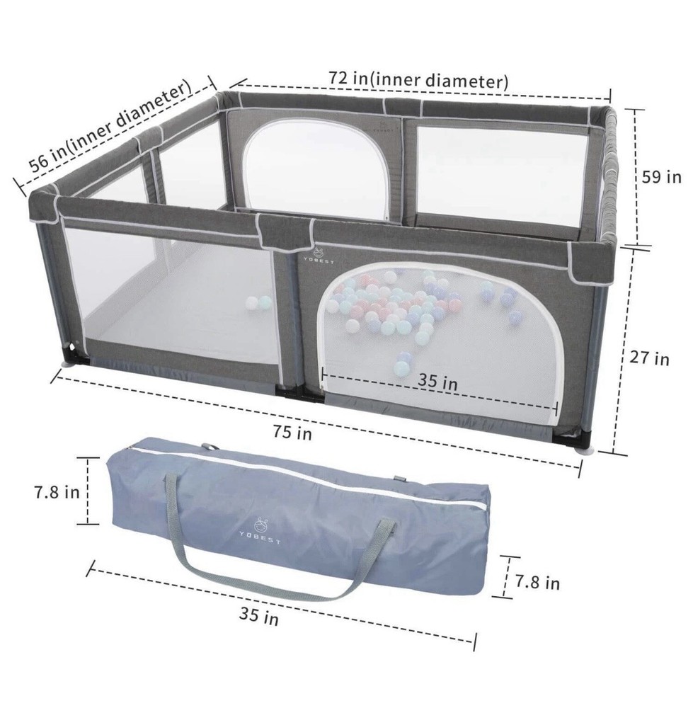 Yobest Baby Playpen Xl