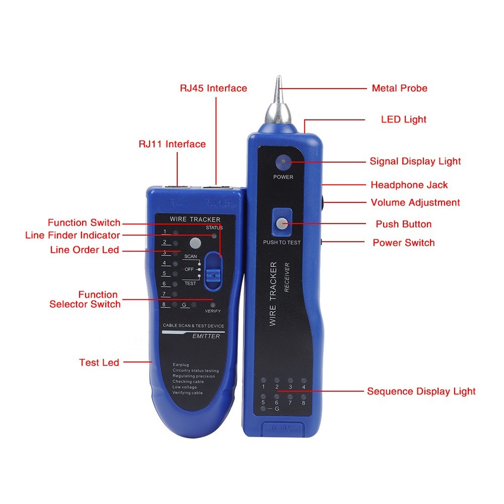 Handheld Rapid LAN Network Cable Tester Line Finder Wire Tracker Tool 1 Blue