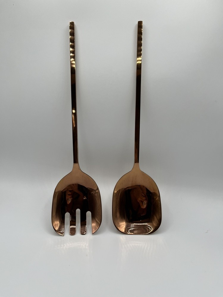 Copper MCM Style Salad Serving 2 Piece Set Long Handle 13"