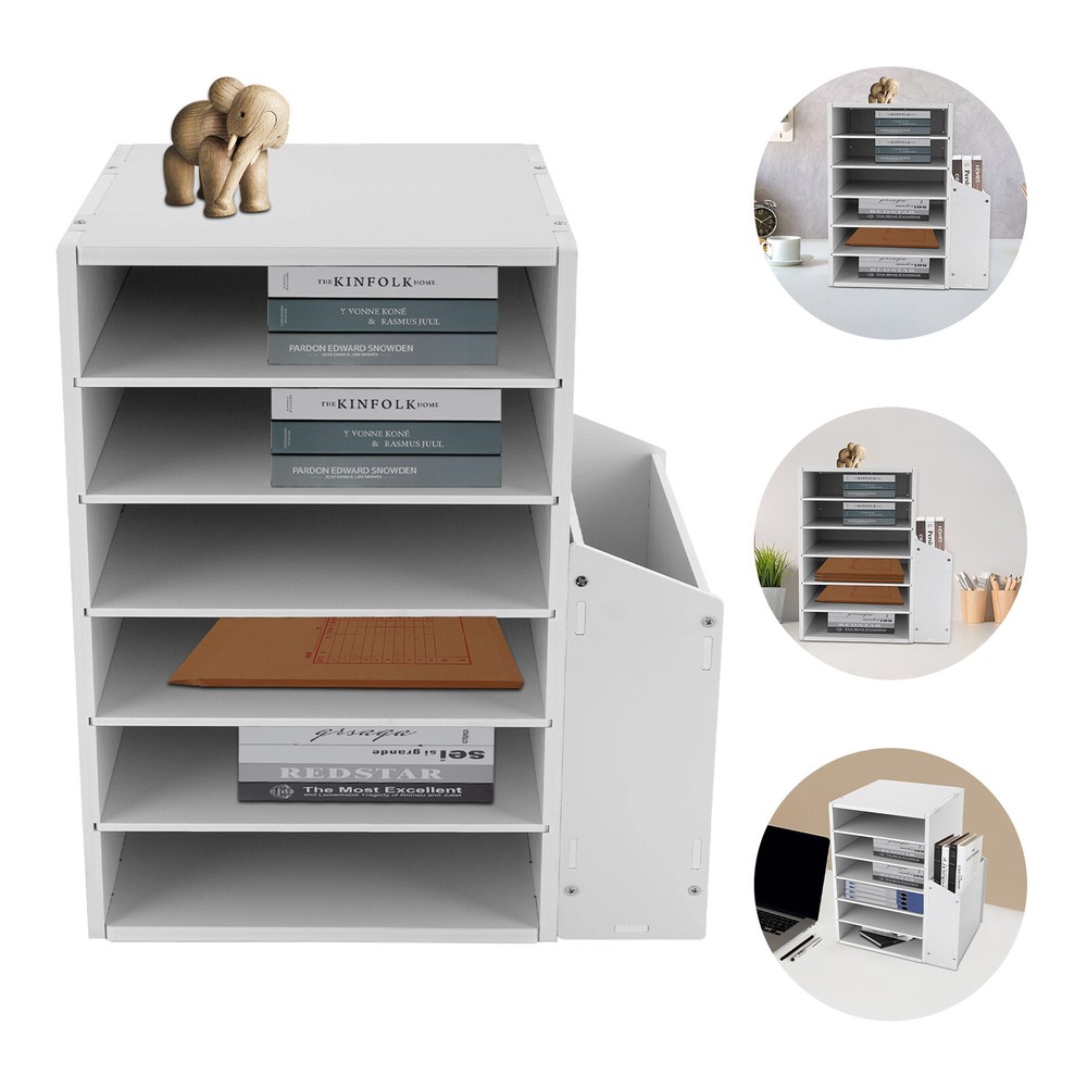 File Organizer PVC Board Letter Desktop Document Folder Office Tray Holder 6Tier