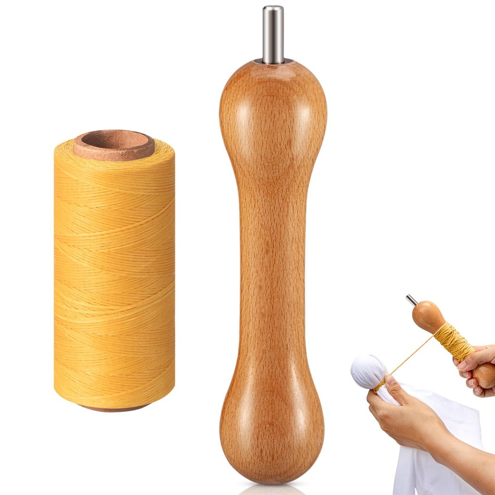 2 PCS Tie Dye Sinew Puller Tool Winding Pulling Device 295 Yard Waxed Thread