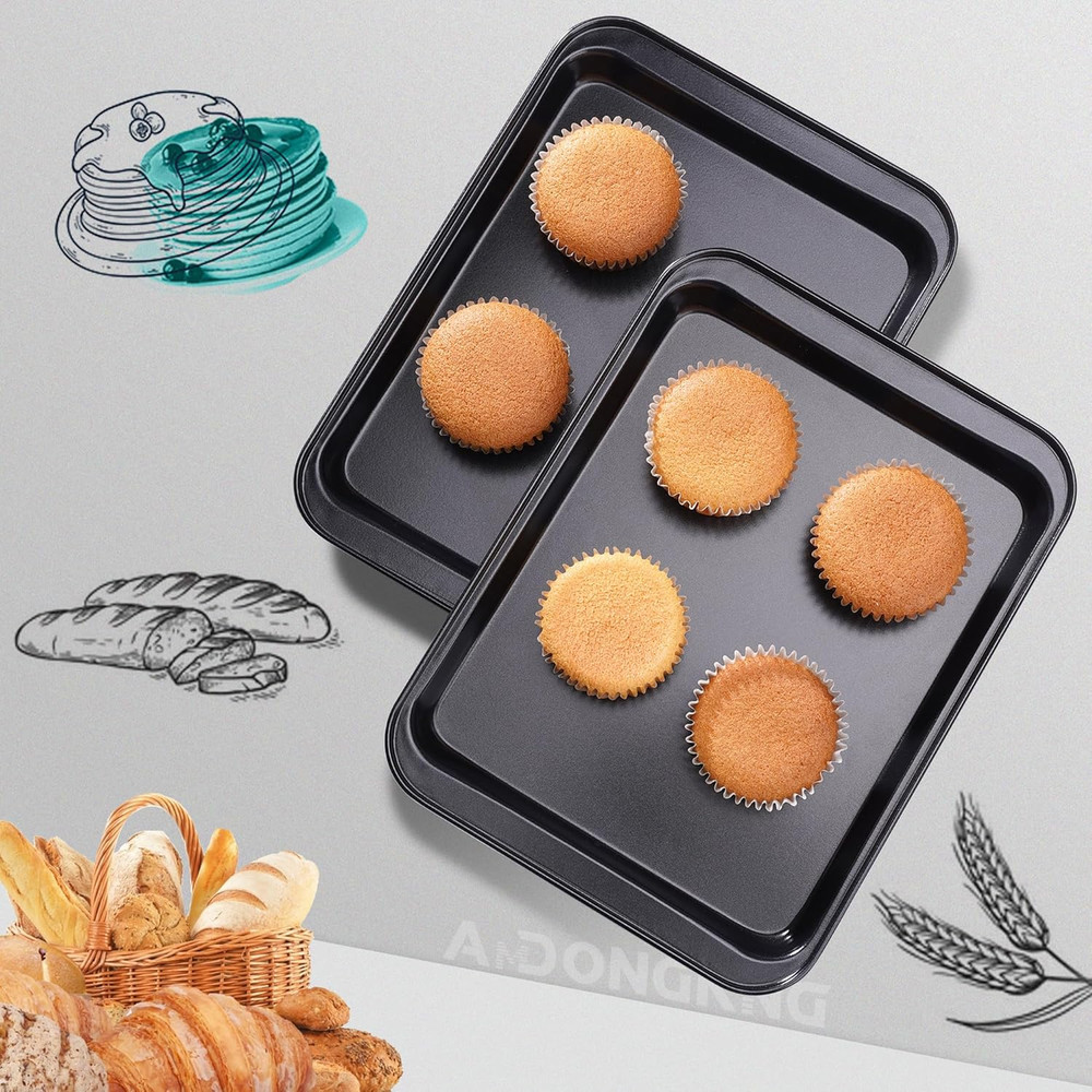 Small Cookie Sheets, Baking Pans, Nonstick Carbon Steel Baking Sheets, 2-Pack, 9