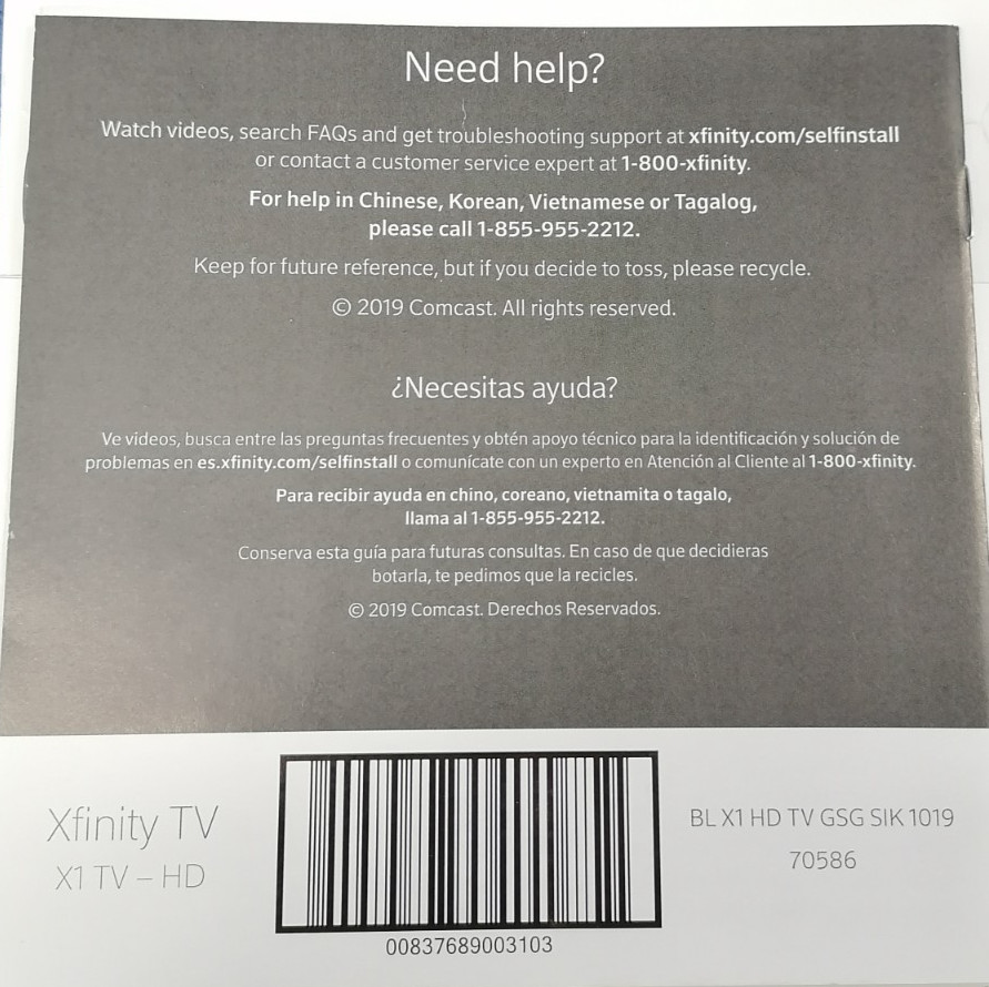 Xfinity TV Getting Started Guide