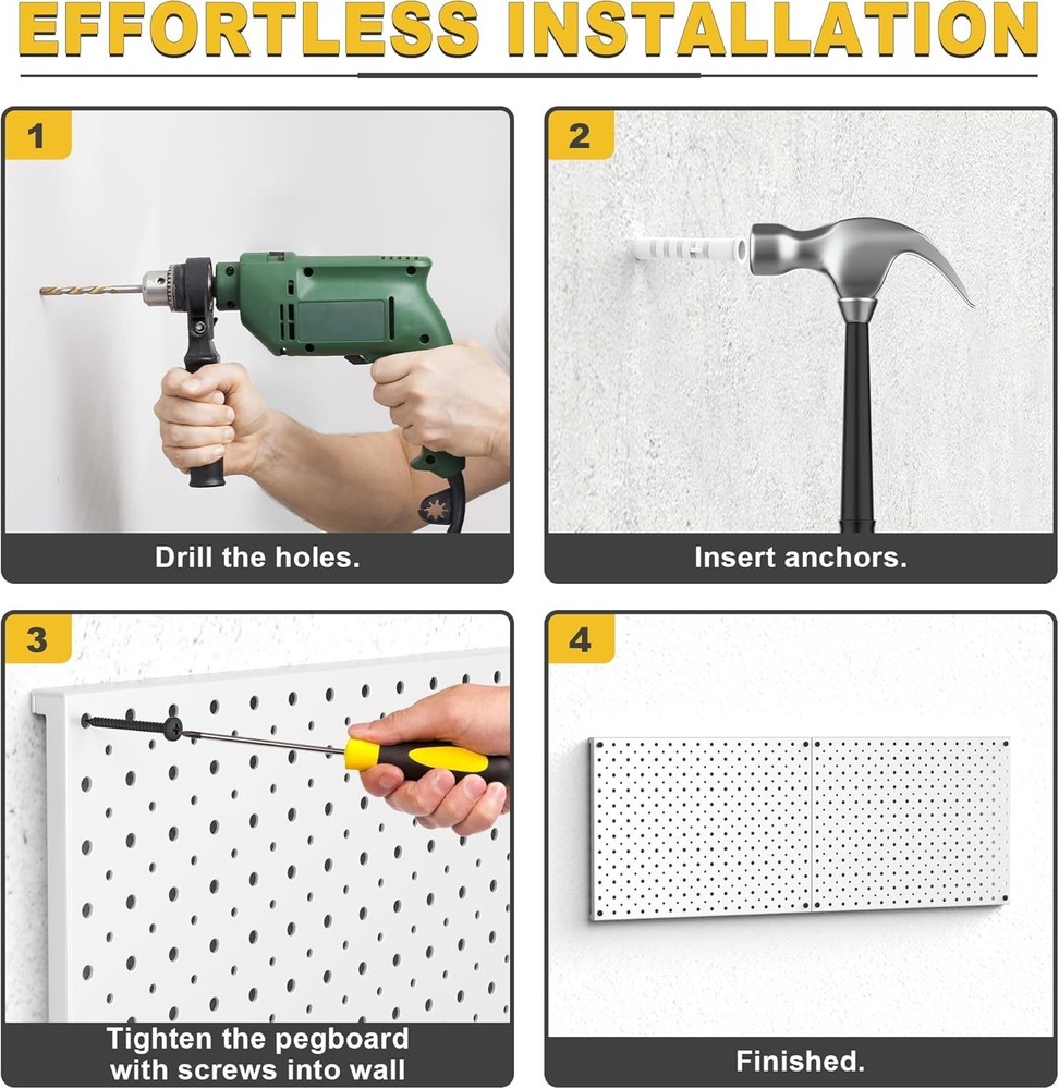 Versatile Gray Pegboard Wall Panels - Rust-Resistant with Easy Installation