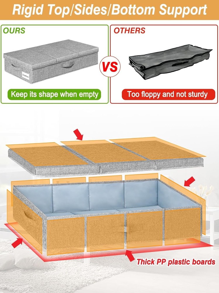 punemi Under-Bed Storage Boxes (with Lids) — 2-Piece Set (Large Capacity)