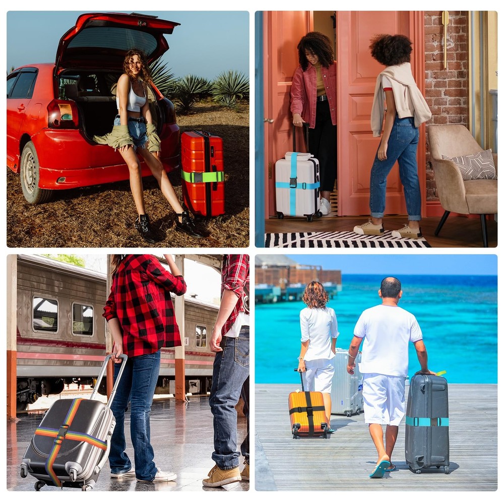 Luggage Straps 79" Long Belts Keep Suitcase Secure While Traveling (4 PACK)