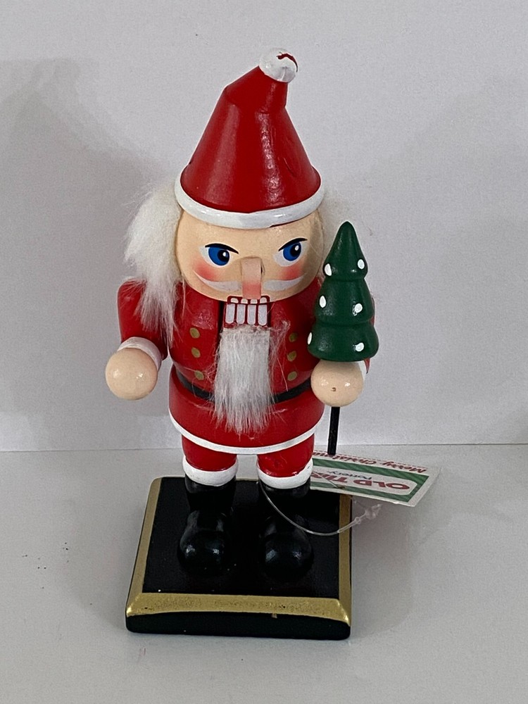 NEW 6" WOOD SANTA WITH TREE NUTCRACKER FREE SHIP