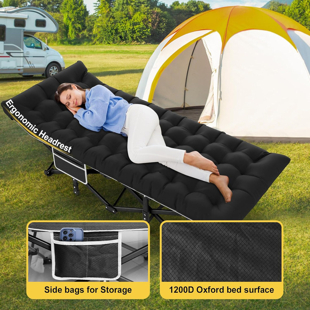 Camping Cot, Folding Camping Cots for Adults, Portable Sleeping Cot with Carry B