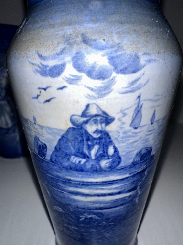 Vintage Blue Vases Signed Germany, Clay