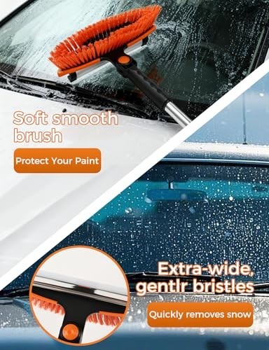 41" Extendable Ice Scraper & Snow Brush - 2-in-1 Car Windshield Tool, Ergonomic