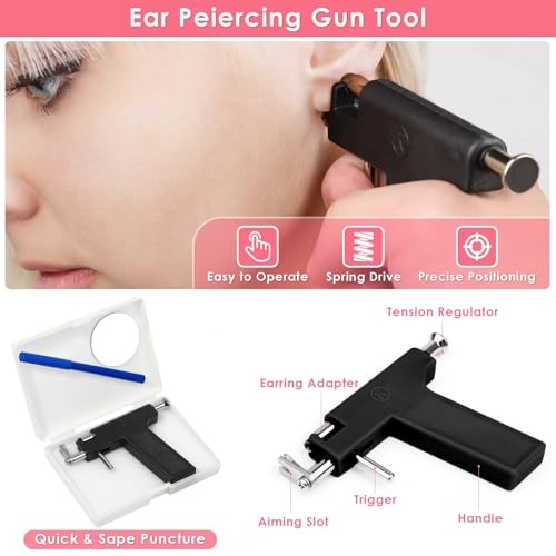 Reusable Ear Piercing Gun Kit with Stud Earrings