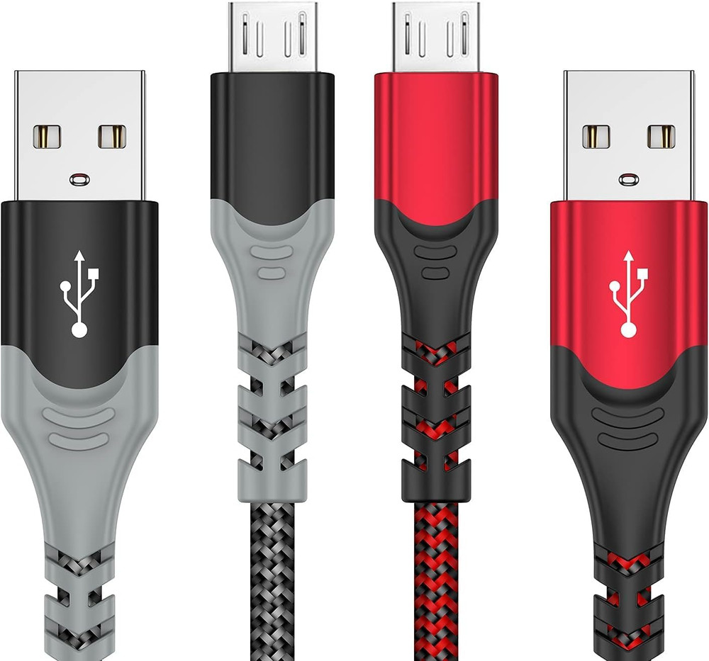 PS4 Controller Charger Charging Cable – 2 Pack 10FT Nylon Braided Micro USB 2.0
