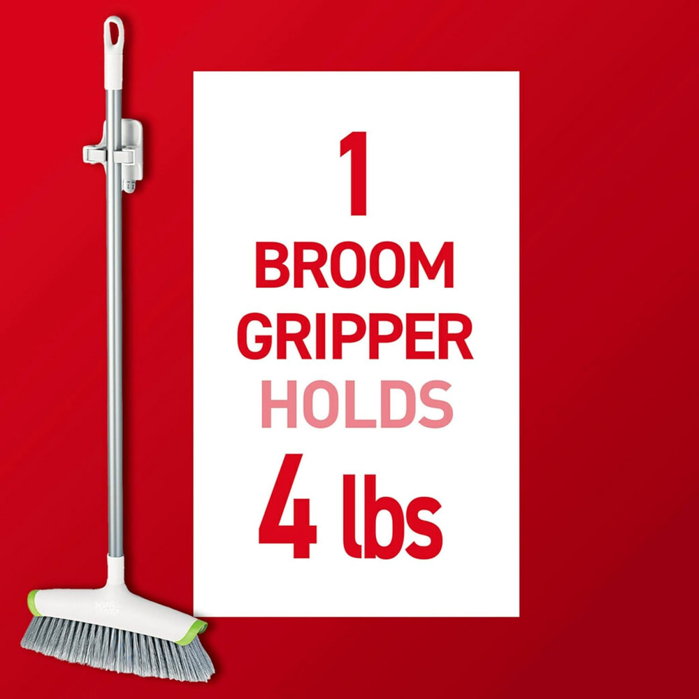 Command Broom and Mop Gripper, 3-Pack for Damage-Free Organization