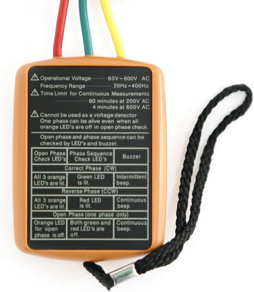 3 Phase Sequence Presence Rotation Indicator Detector Meter with LED and Buzzer