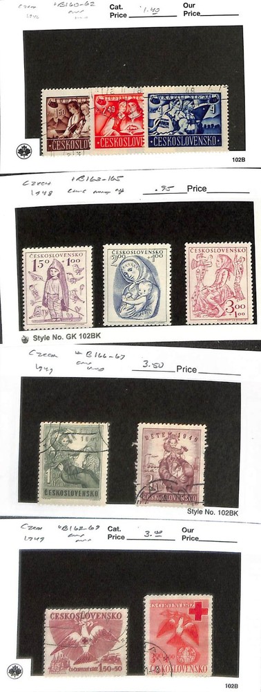Czechoslovakia Postage Stamp, #B160-B169 Used & Mint Hinged, 1946-1949