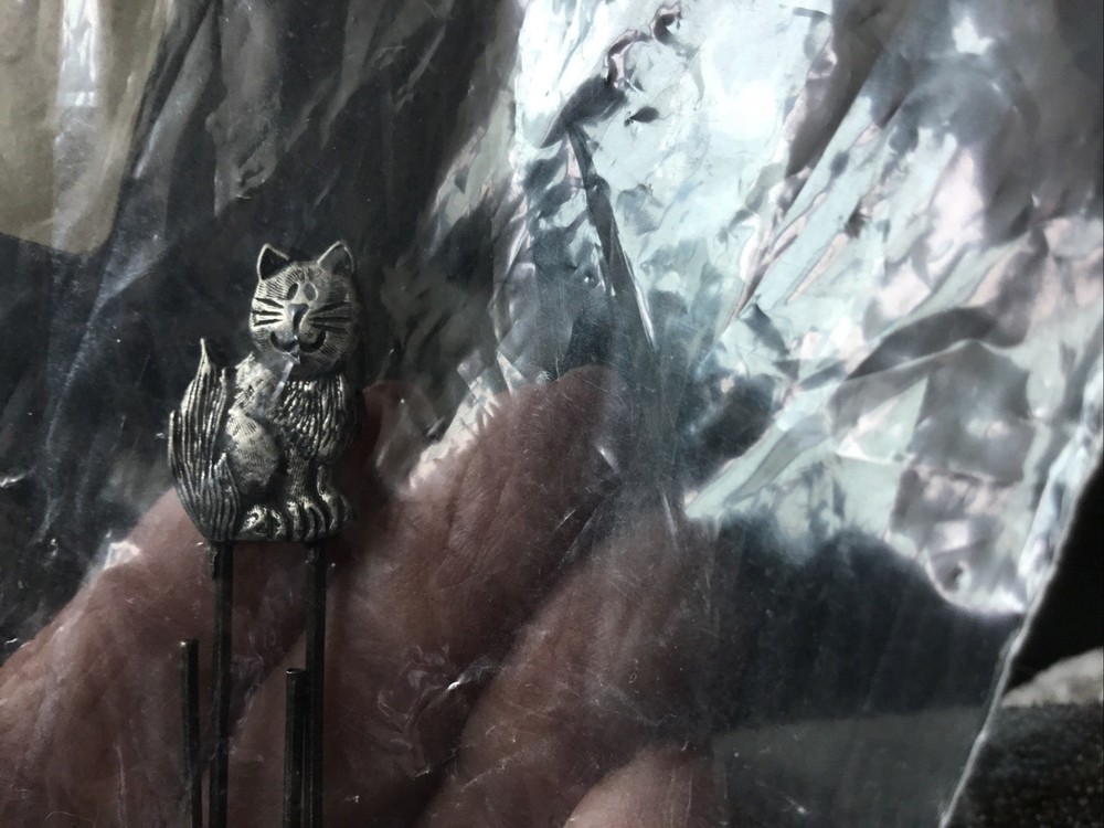 Pewter Cat Bookmark Clip, 2.5"