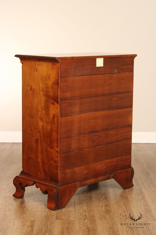 Gregg Perry Tiger Chippendale Style Maple Tall Chest