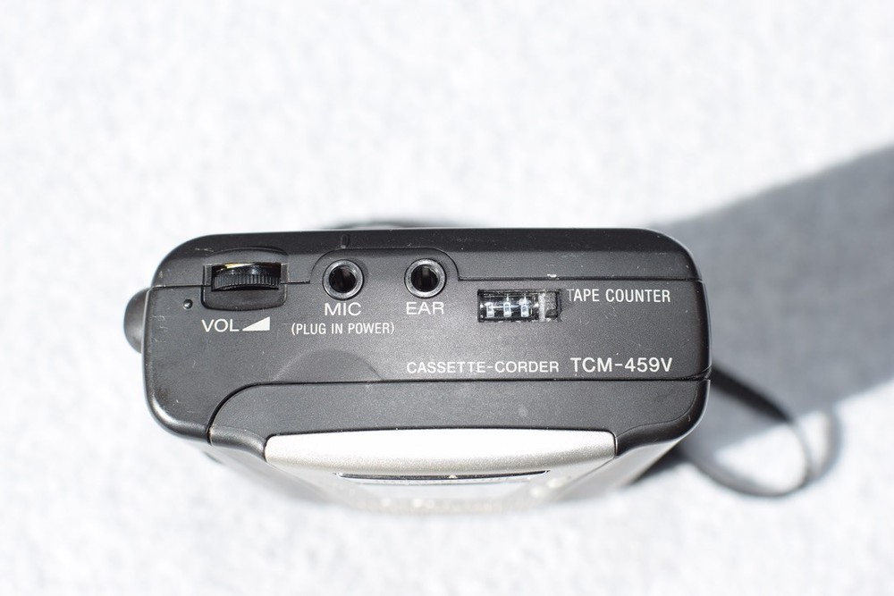 Sony Cassette-Corder TCM-459V Black Silver Tested Working W Strap