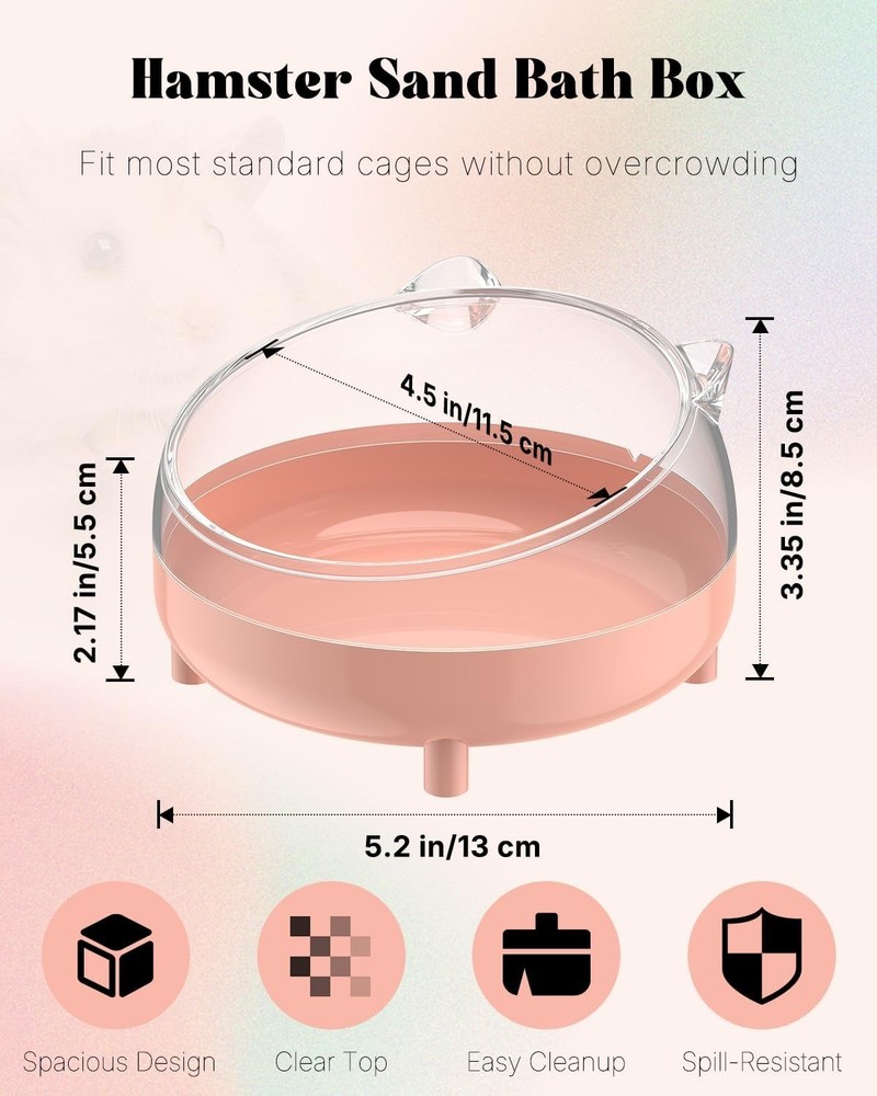 Charming Pink Hamster Sand Bath Container - Safe & Versatile for Small Pets