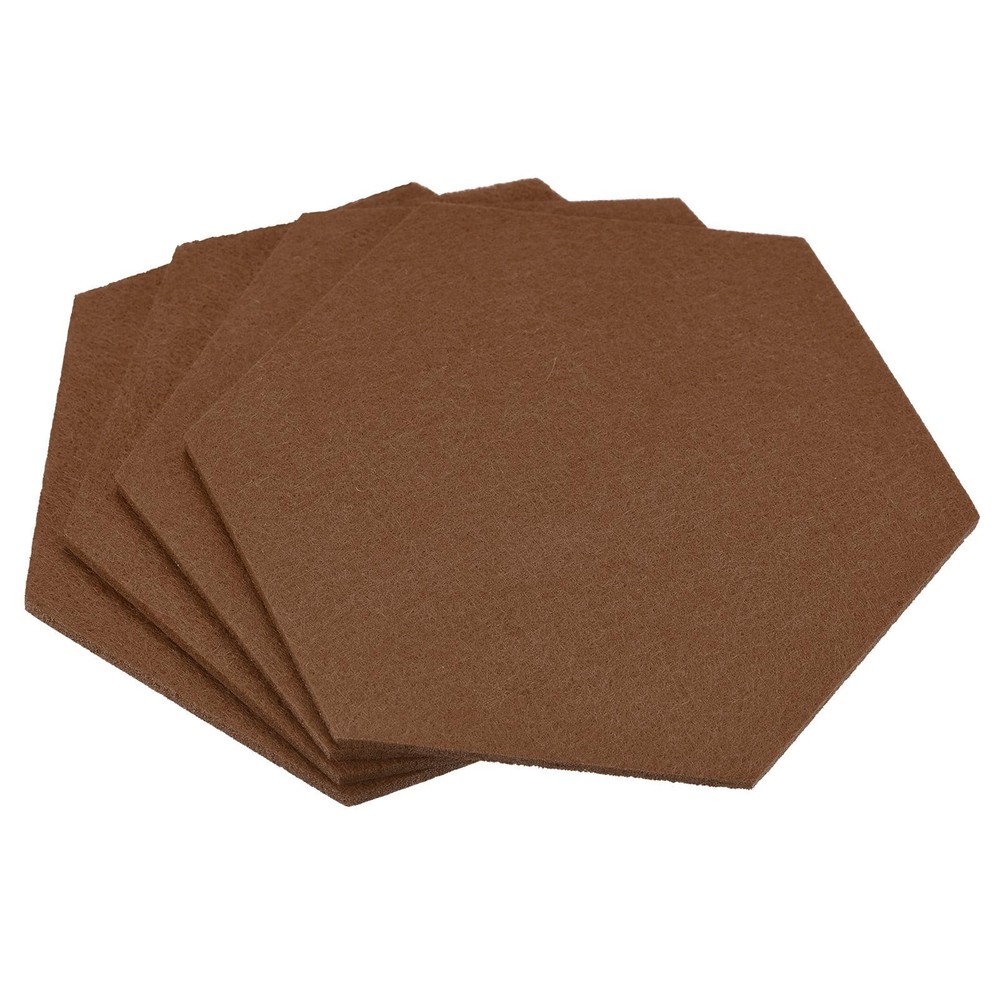 Felt Coasters 4pcs Hexagonal Brown Tampons