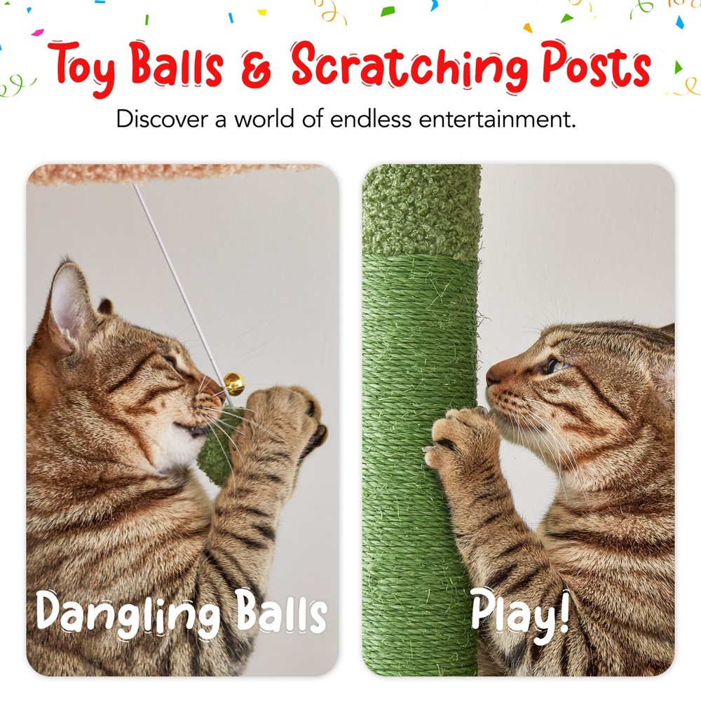 92.1"-101.6" Adjustable Multi-level Cat Tree Tower Activity Center Playing Rest.