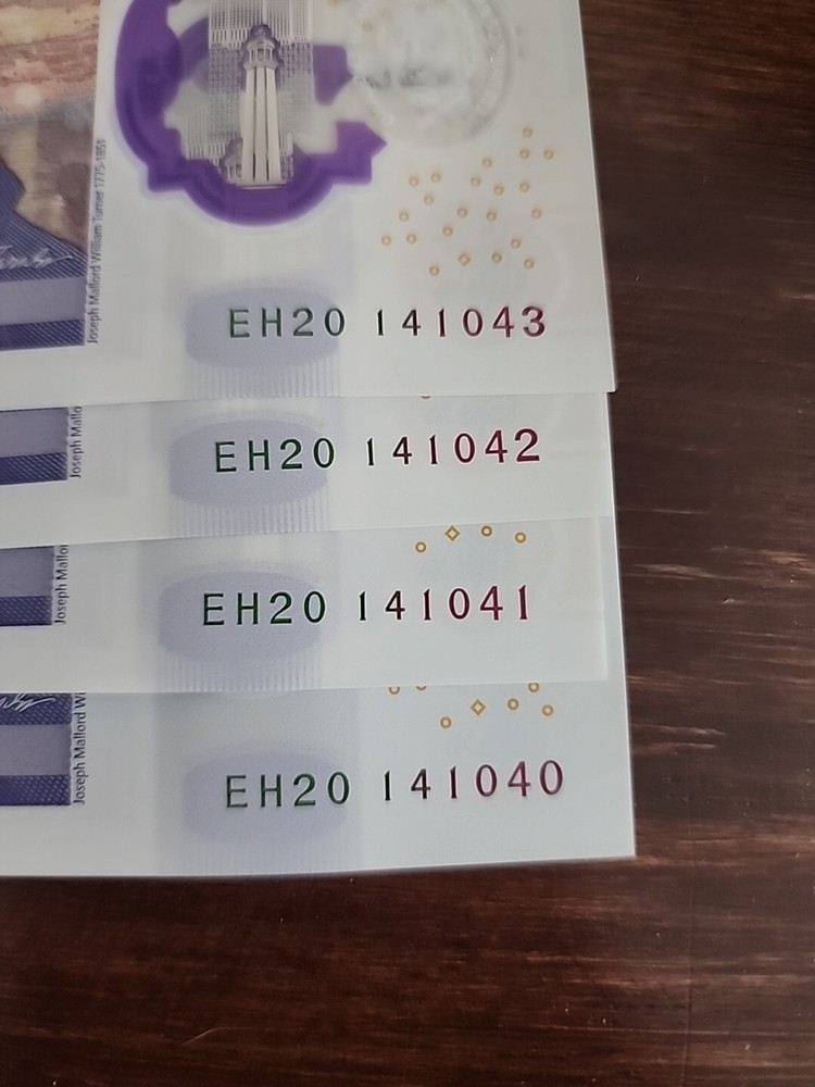 King Charles Uncirculated Sequential 20 Pound Notes