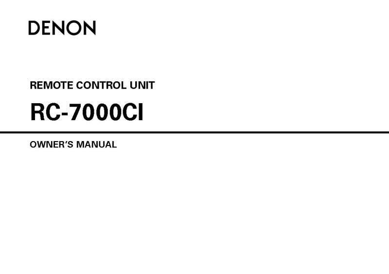 Denon RC-7000-CI Remote Control Unit Owners Manual