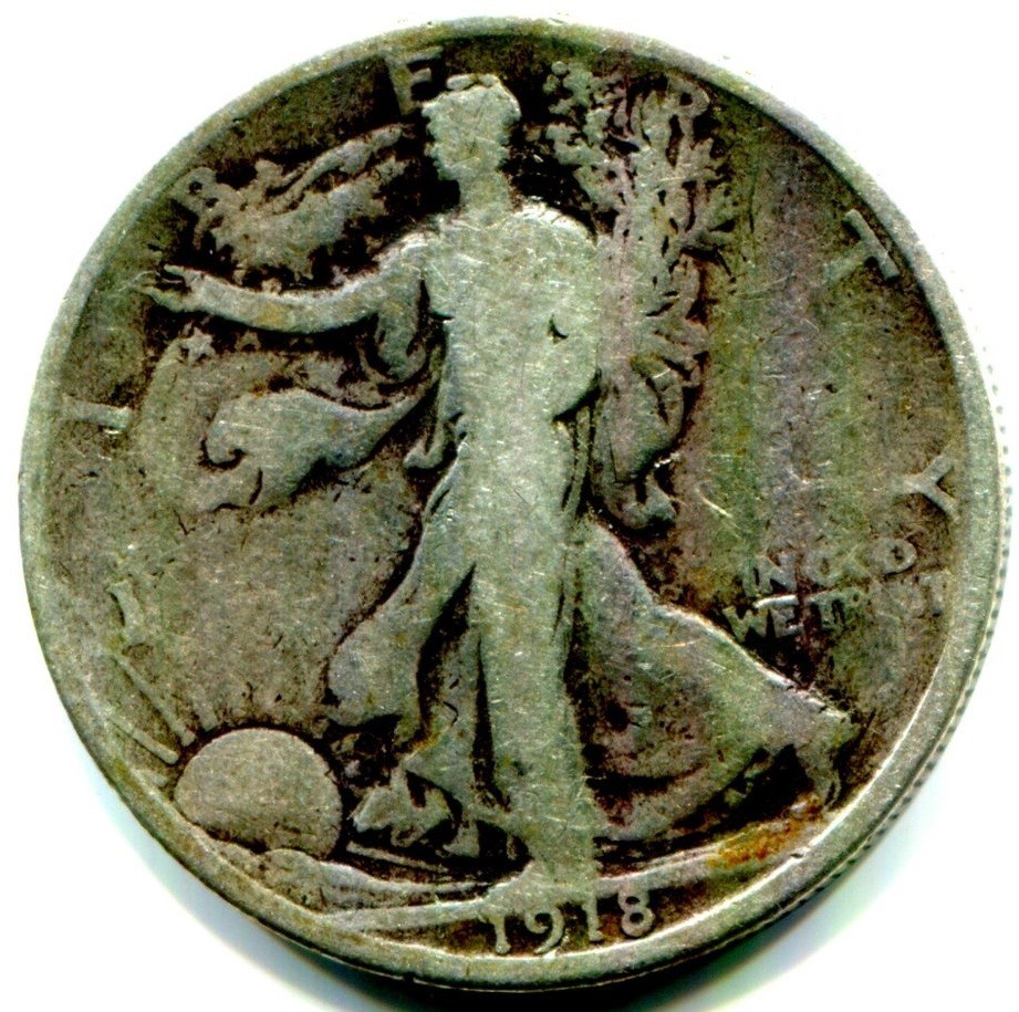 1918 SILVER WALKING LIBERTY HALF DOLLAR !!