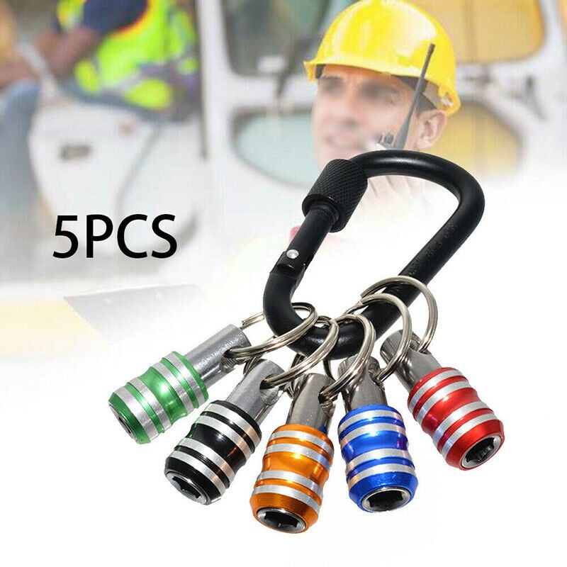 5Pcs 1/4" Hex Shank Quick Release Key Chain Screwdriver Bit Holder Bits Tools