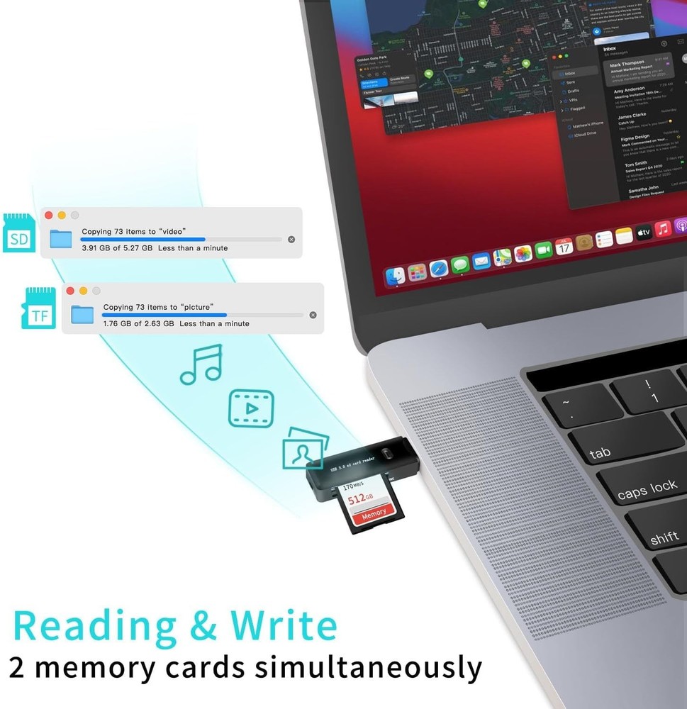 USB 3.0 SD Card Reader for PC, Laptop, Mac, Windows, Linux, Black