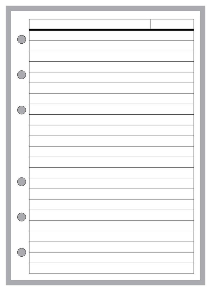 B6 Size Note Paper Planner Insert with Subject Line, Sized and Punched for 6-...