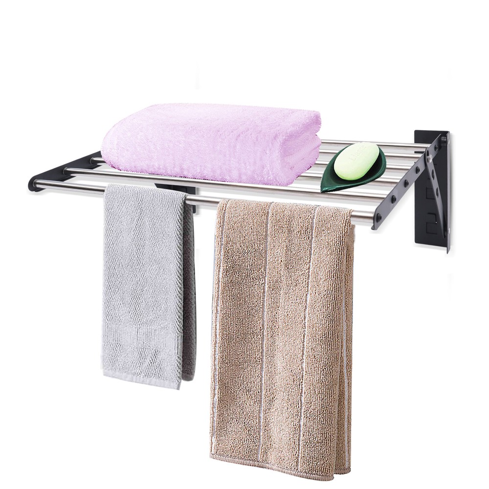 Folding Laundry Drying Rack Wall-mount Foldable Clothes Dryer Hanger Storage