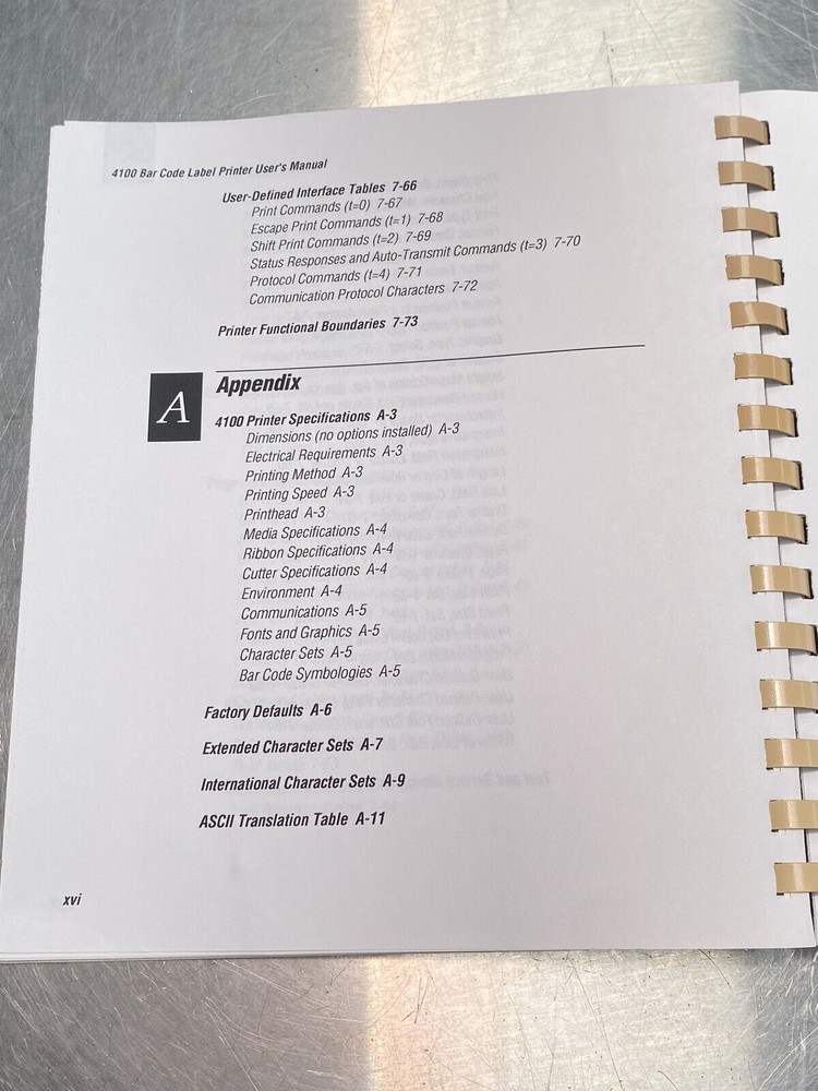 Intermec 4100 Bar Code Label Printer - Users Guide /Service Manual / Book
