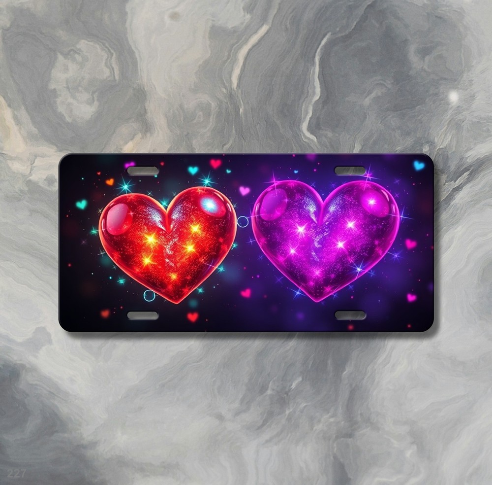 Premium Hearts License Plate Optional Text Decorative Plate Gift Idea