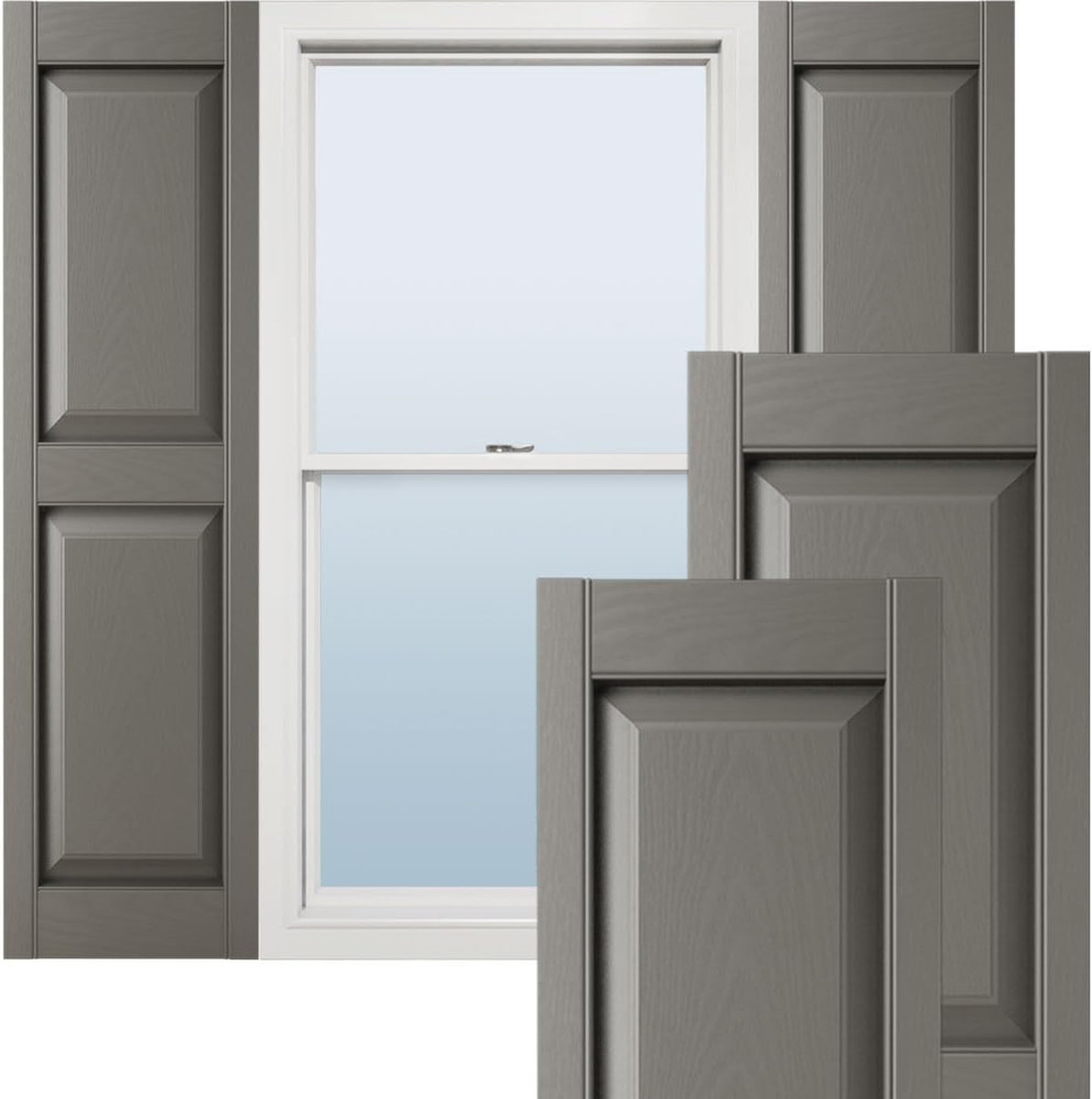 Custom Tuxedo Grey Raised Panel Shutters - 14.5"W x 28"H (Pair)