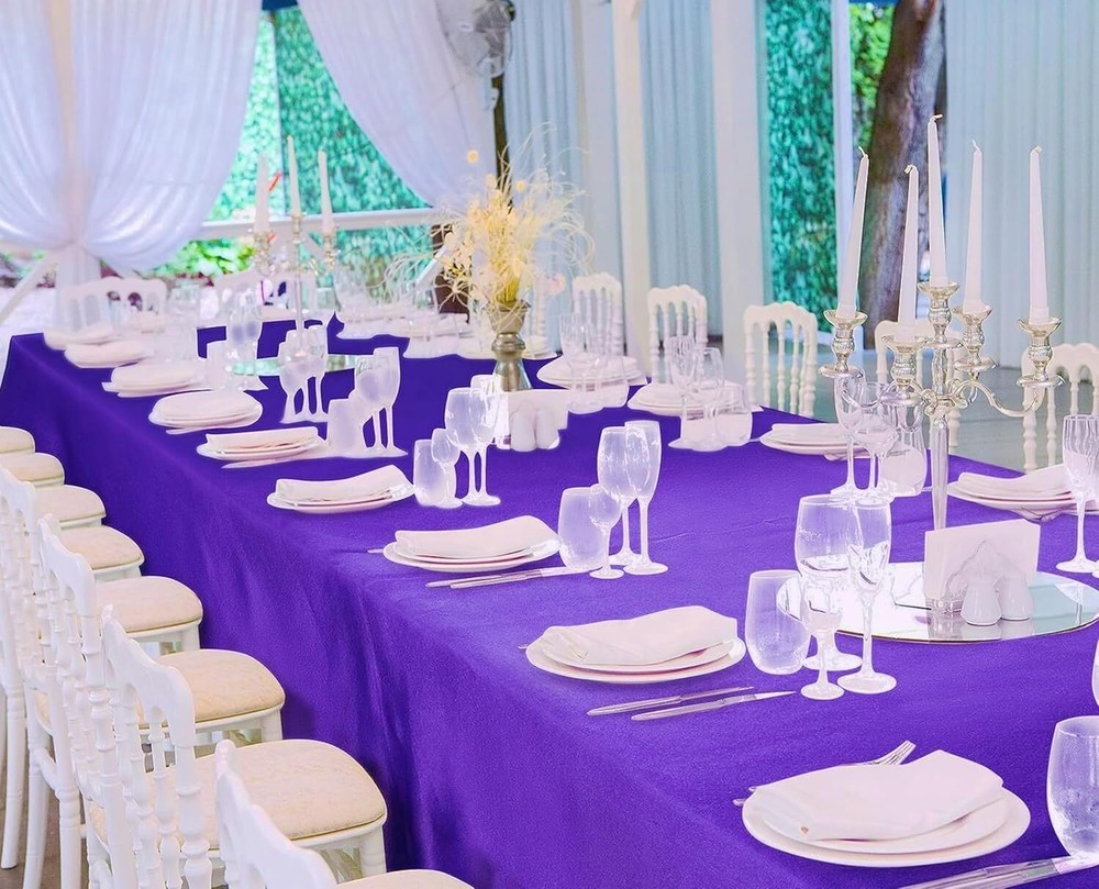 12 Pack Satin Tablecloth Wedding Rectangle Bright 57"x108", Purple