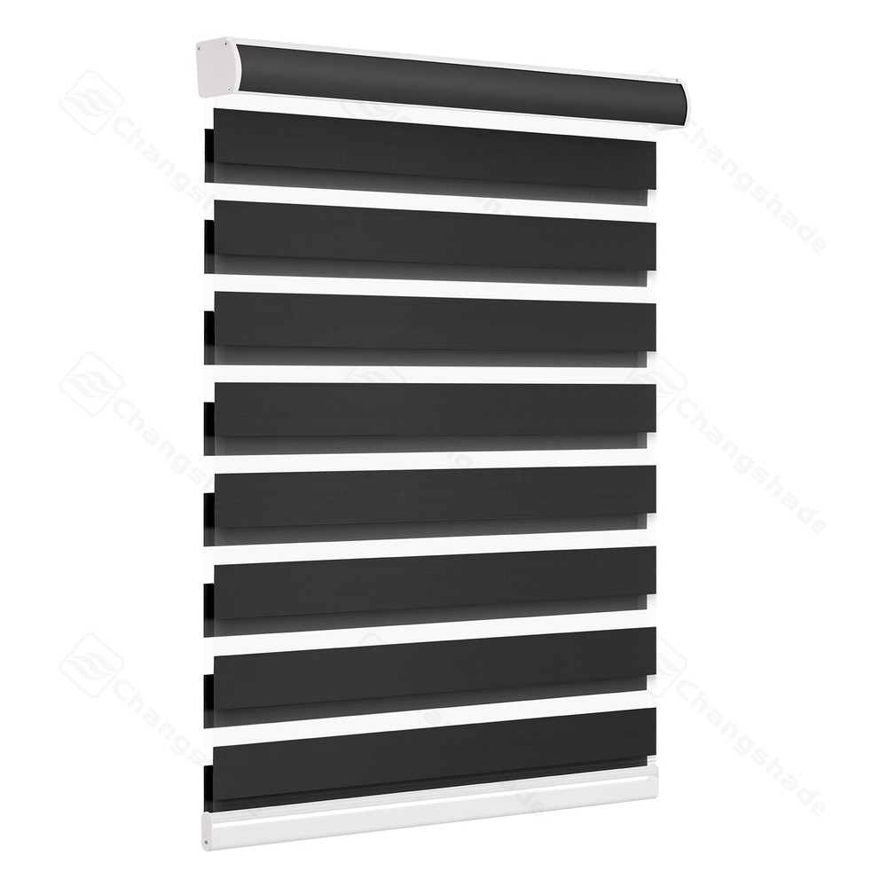Customized 85% Blackout Cordless Dual Layer Roller Blinds Zebra Shades