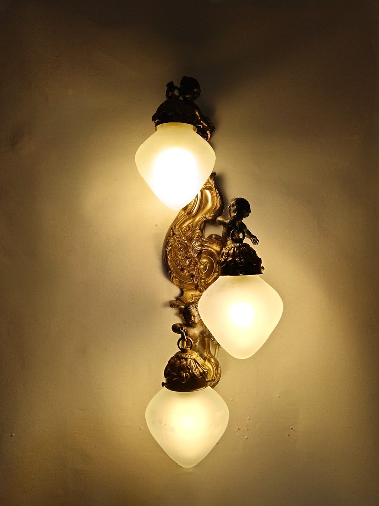 Wall light, Large palace sconce, Putti, Cupids, Rococo, Victorian Baroque