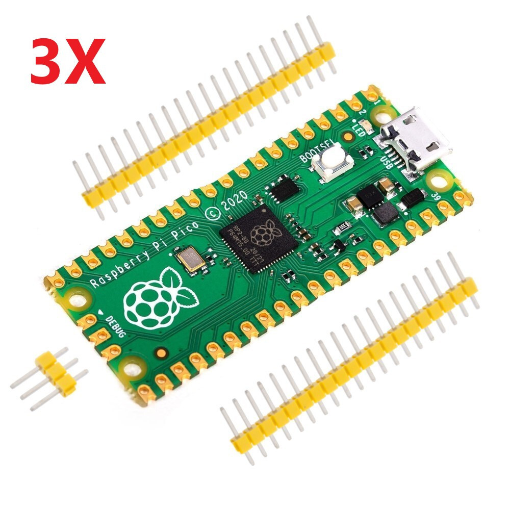 3X Raspberry Pi Pico Microcontroller Development Board RP2040 with Pin Header