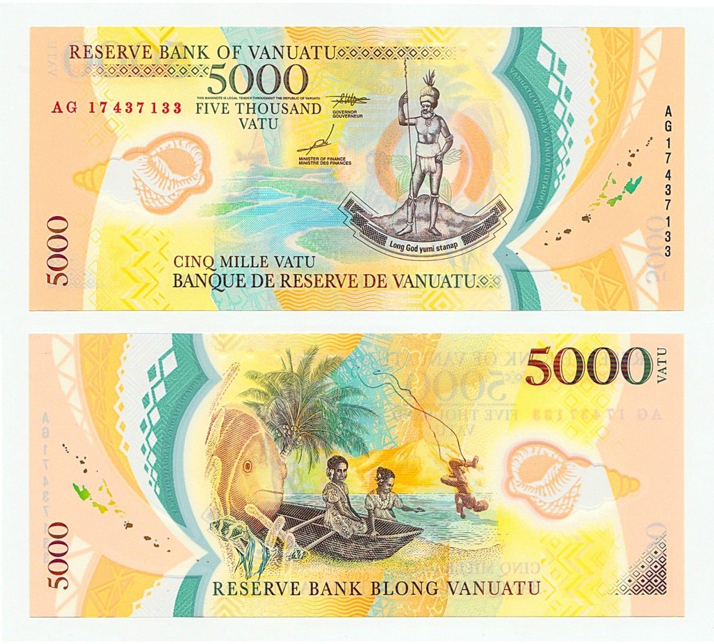Vanuatu 5000 Vatu 2017 Polymer Note - Gem UNC