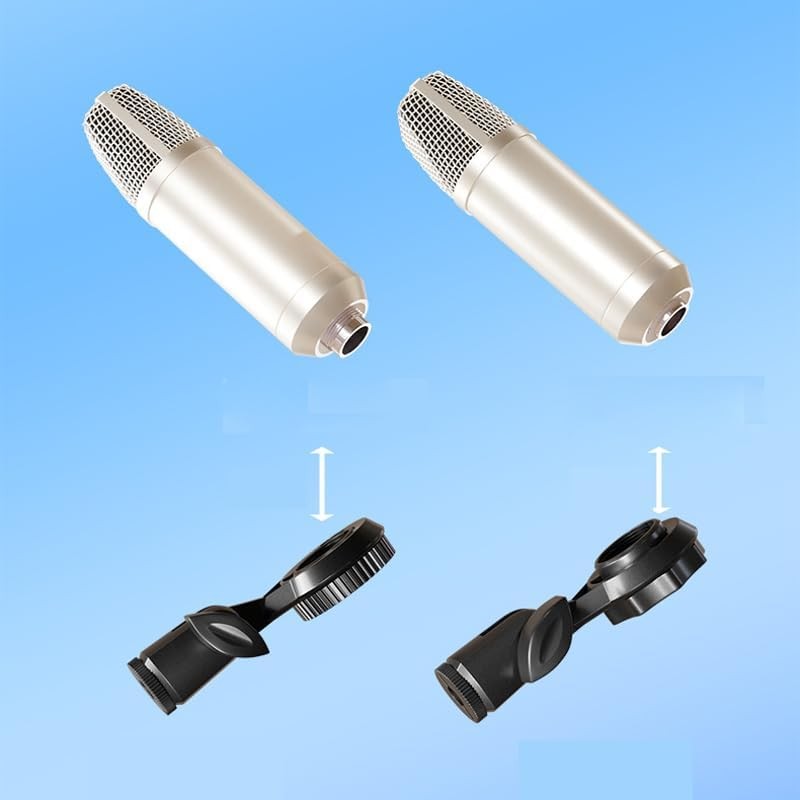 2 Pack Condenser Microphone Clip Holder with 7/8'' Thread Mount Condenser Mic Ho