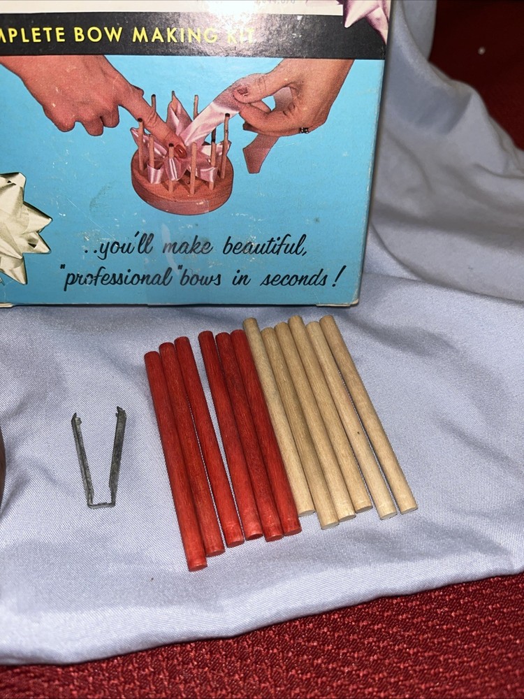 Vintage Wood Bow-Tie Loom Bow Making Kit COMPLETE