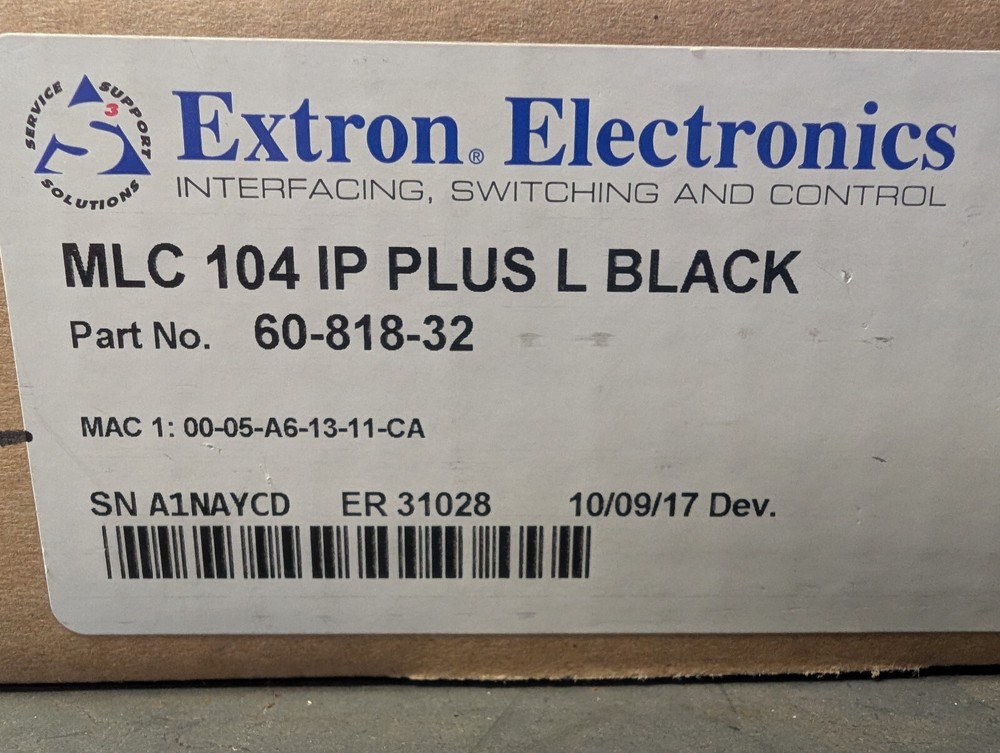 Extron MLC 104 IP Plus L, 60-818-32, Black, MediaLink Controller, Control Panel