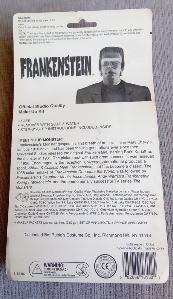 Universal Studios Monsters Frankenstein Official Studio Quality Makeup Kit - NOS