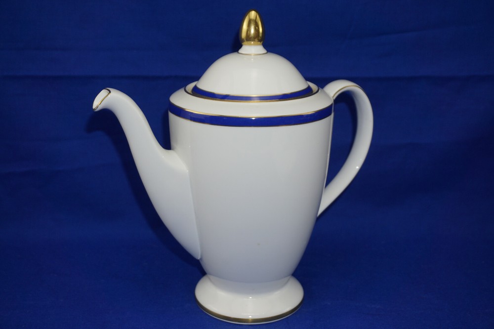 Minton Saturn Cobalt Blue Coffee Pot, 7", with Lid