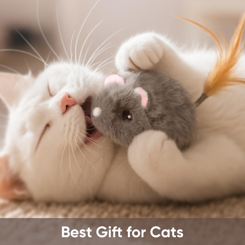 Pawingcat Cat Mouse Toy Remote Control Moving Interactive Small, Grey