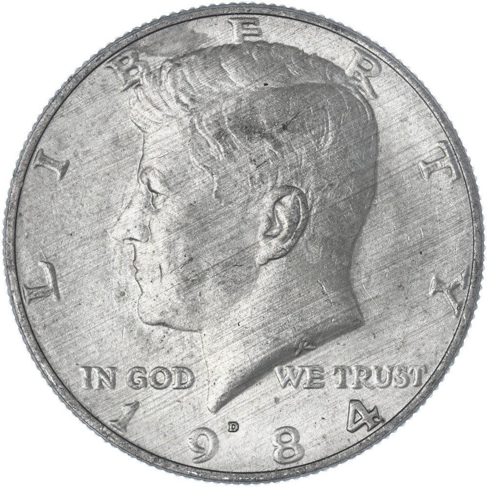 1984 D Kennedy Half Dollar About Uncirculated AU See Pics E678