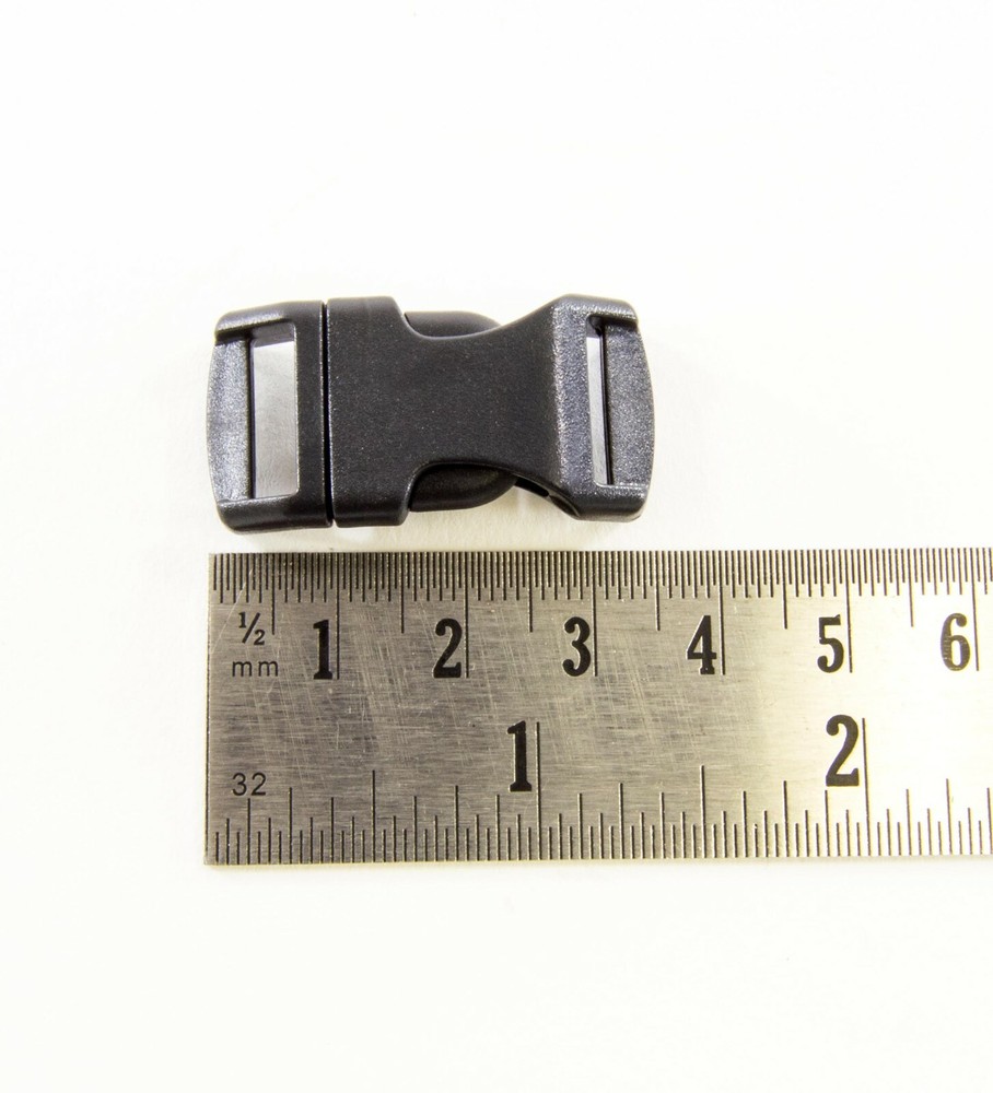 120 Pack Contoured Side Release Small Black Plastic Buckles for 1/2" Straps